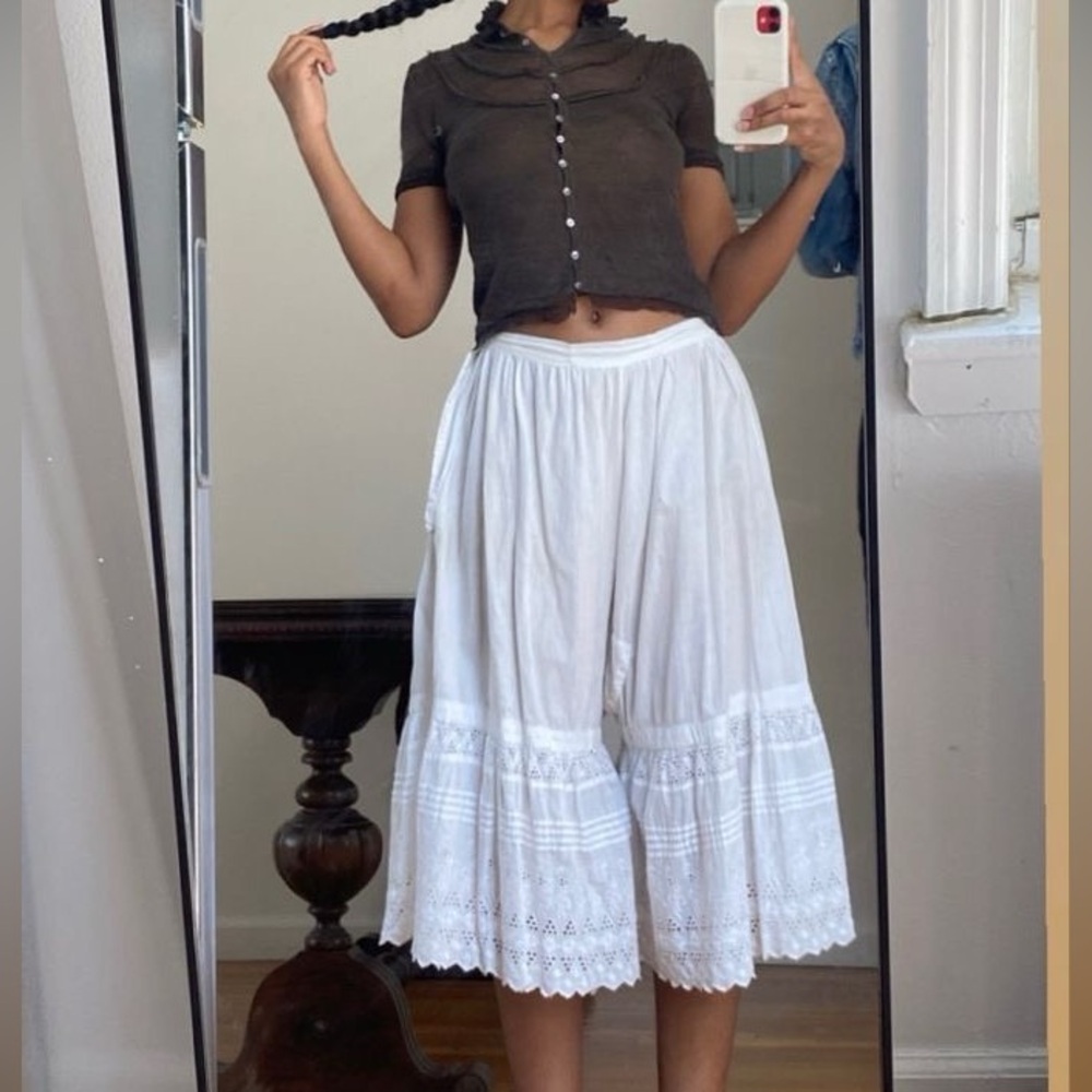 Linen Silk blend button down ruffle top